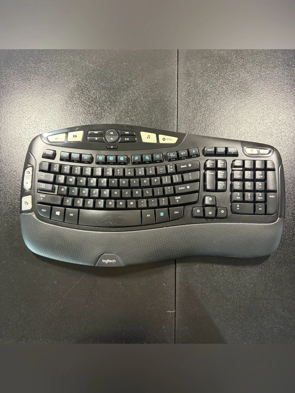 Logitch K350 Keyboard w/New Dongle & Keyboard Feet Comfort Wave Wireless-Tested